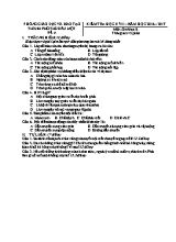 Đề kiểm tra học kỳ II môn Sinh học Lớp 8 - Đề A - Năm học 2016-2017 - Phòng GD & ĐT Thành phố Thủ Dầu Một